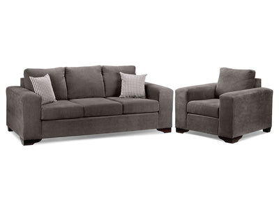 Fava Sofa and Chair Set - Grey