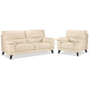 Braylon Leather Sofa and Chair Set - Bisque