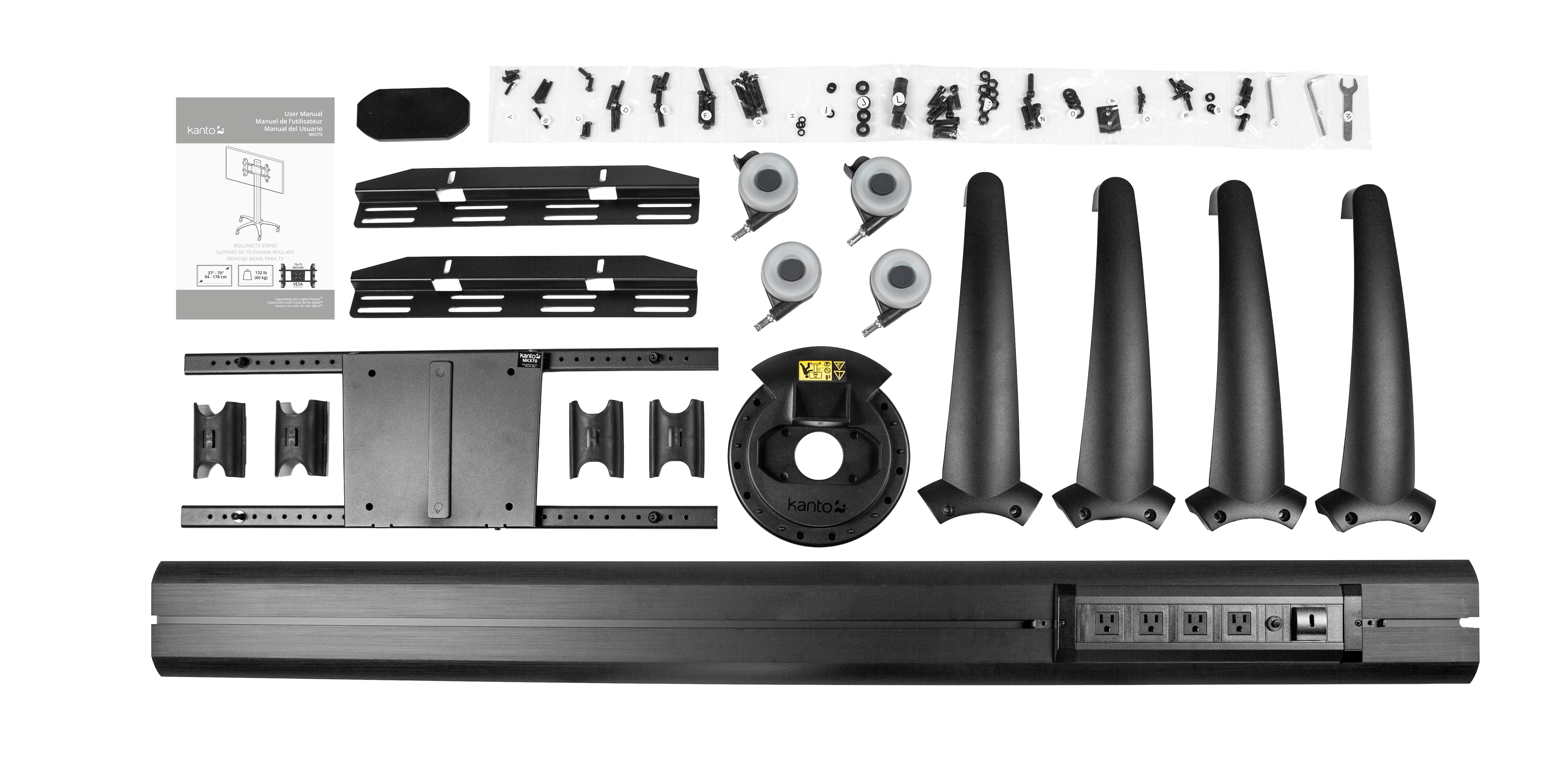 Rolling Mobile TV Floor Stand with Built-in Powerbar for 37" to 70" TVs - MKX70