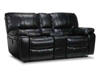 Santorini Power Reclining Loveseat with Console - Black