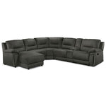 Pasadena 6-Piece Reclining Sectional with Left-Facing Chaise - Dark Grey