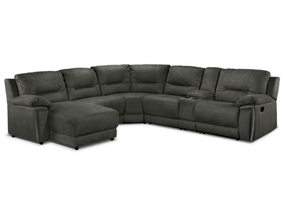 Pasadena 6-Piece Reclining Sectional with Left-Facing Chaise - Dark Grey