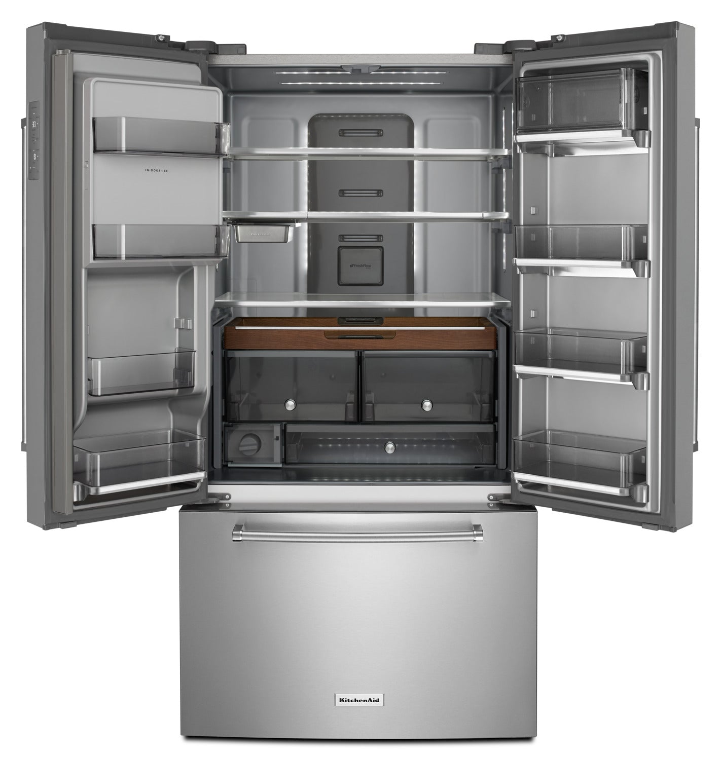 KitchenAid 35.8" 23.8 Cu. Ft. Stainless Steel Counter-Depth French Door Refrigerator - KRFC704FPS