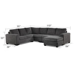 Danielle 3-Piece Sectional with Right-Facing Corner Wedge - Grey