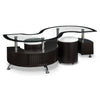 Serpentine Coffee Table with Two Ottomans - Espresso