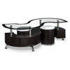 Serpentine 51.5" Coffee Table with Two Ottomans - Espresso