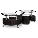 Serpentine 51.5" Coffee Table with Two Ottomans - Espresso