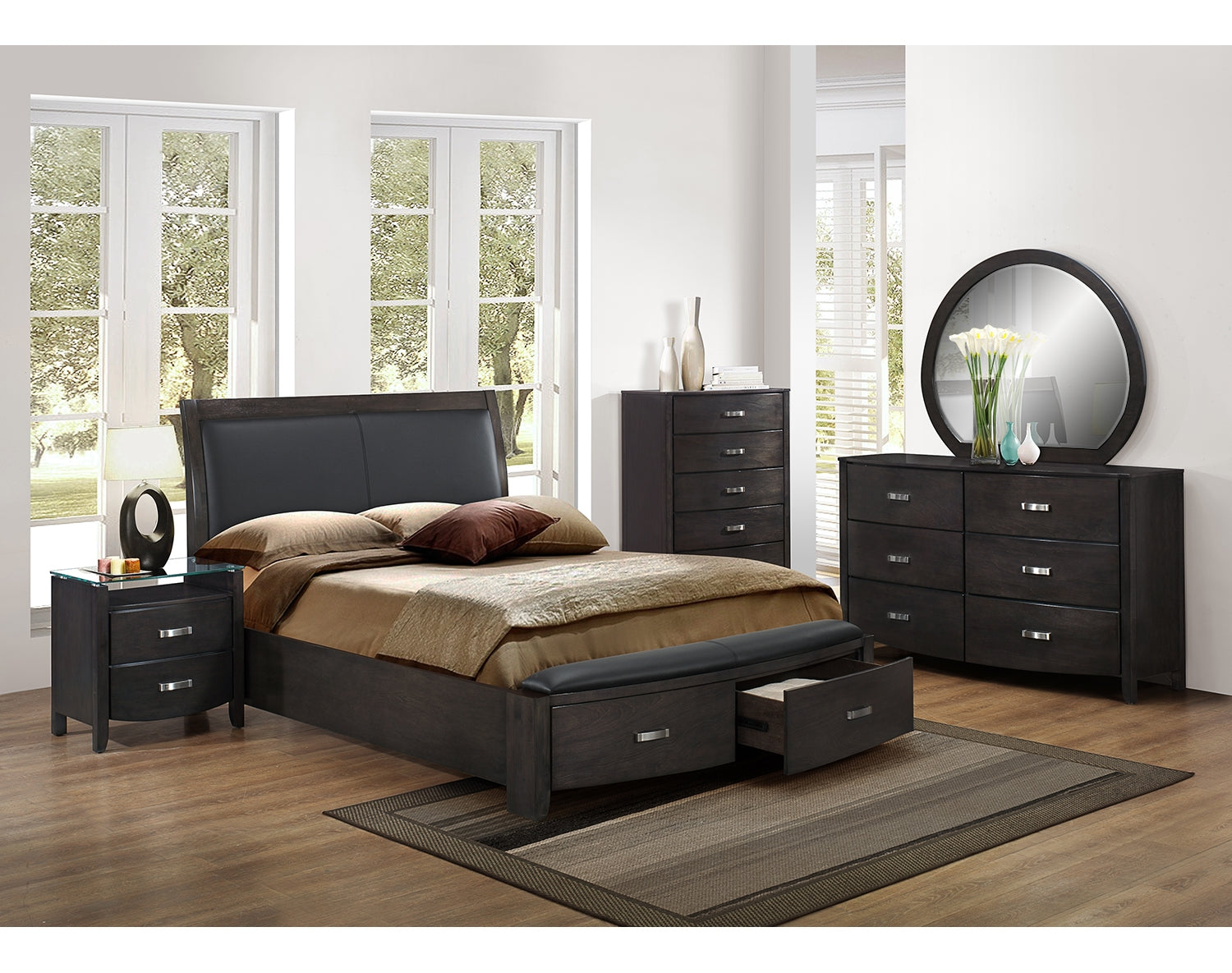 Cinema 3-Piece Queen Storage Bed - Charcoal