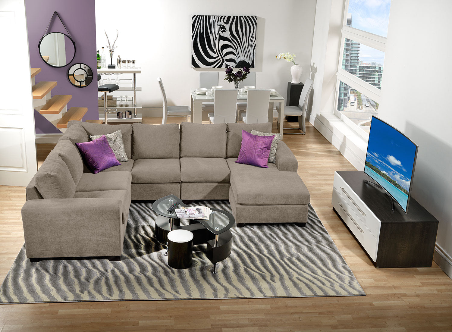 Danielle 3-Piece Sectional with Right-Facing Corner Wedge - Pewter